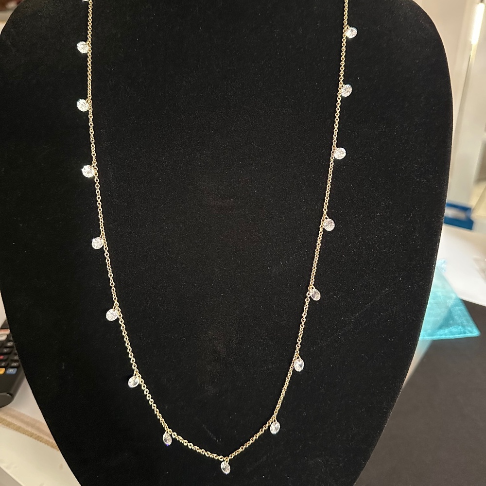NWT - INC GOLD TONED NECKLACE WITH CRYSTAL DROPS
